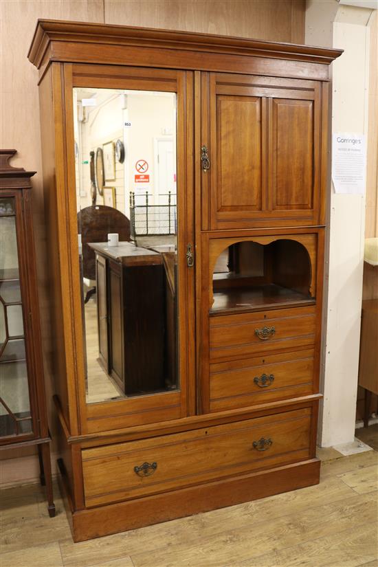 An Edwardian walnut wardrobe W.127cm